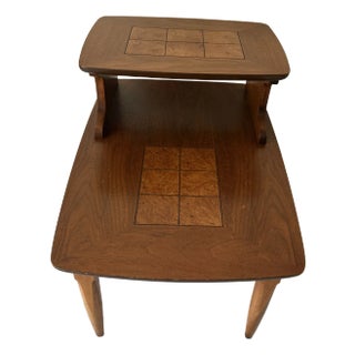 1950s Mid Century Modern Walnut Wood Lane Step End Table For Sale