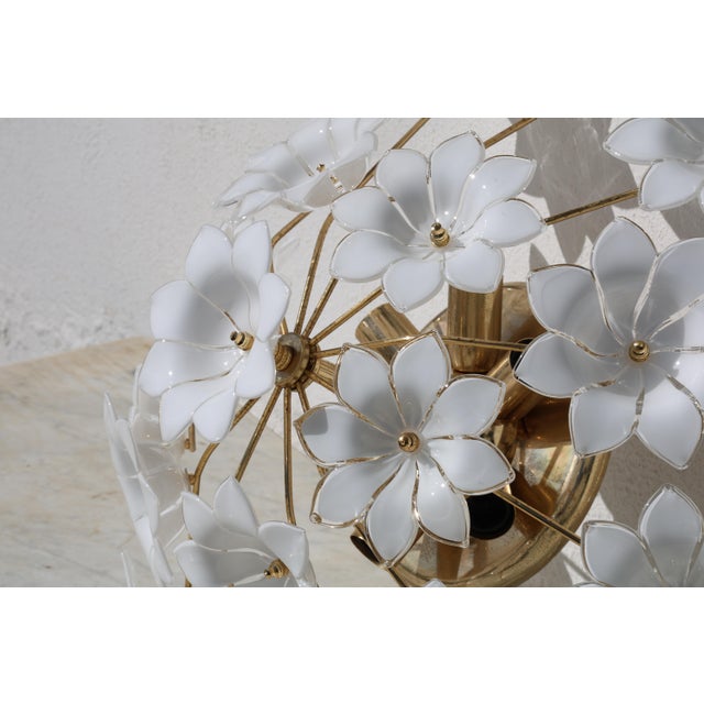 1980s Audrey Hepburn, Delicious Murano Glass Ceiling Light White Wall Light Flowers For Sale - Image 15 of 16