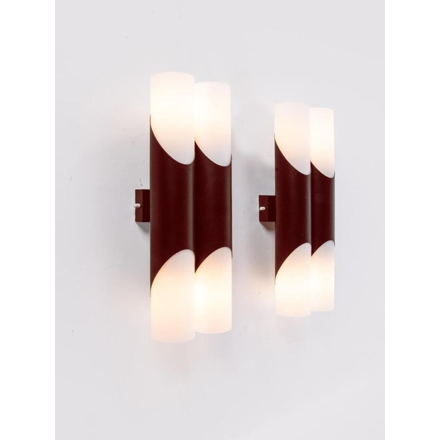Metal Brown and White Double Glass Wall Sconces from Neuhaus, Germany, 1970s, Set of 2 For Sale - Image 7 of 10