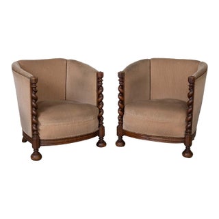 Pair of 19th Century Antique Barley Twist Armchairs For Sale