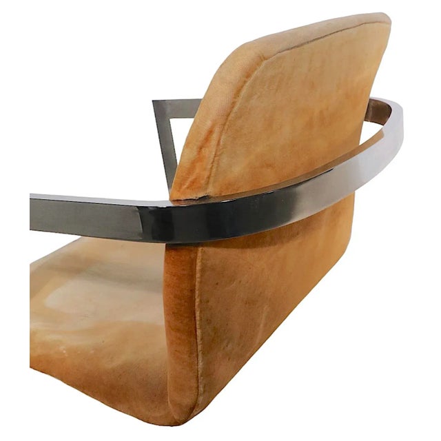 Mid-Century Modern 1970’s Chrome Frame Arm Chair After Baughman For Sale - Image 3 of 10
