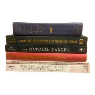 Curated Garden & Americana Decorative Book Stack – Set of 6 For Sale