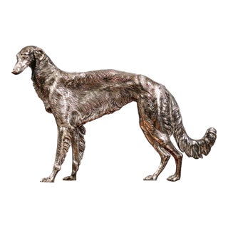 1920s Elegant Big Borzoi Wolfhound Dog Antique Jennings Brothers Art Statue Sculpture Home Decor For Sale