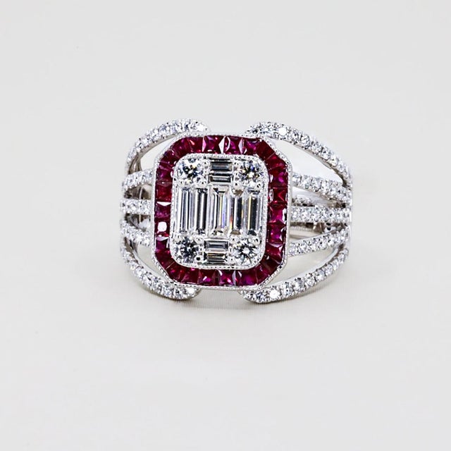 Late 20th Century 18k Ruby & Diamond Ring, Size 5 For Sale - Image 4 of 4