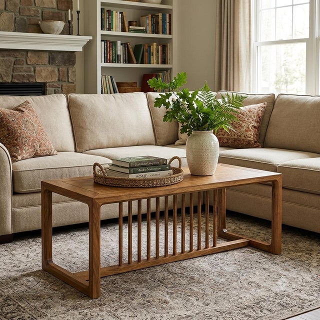 Wood Solid Wood Light Brown Minimalistic Low Bench Coffee Table For Sale - Image 7 of 13