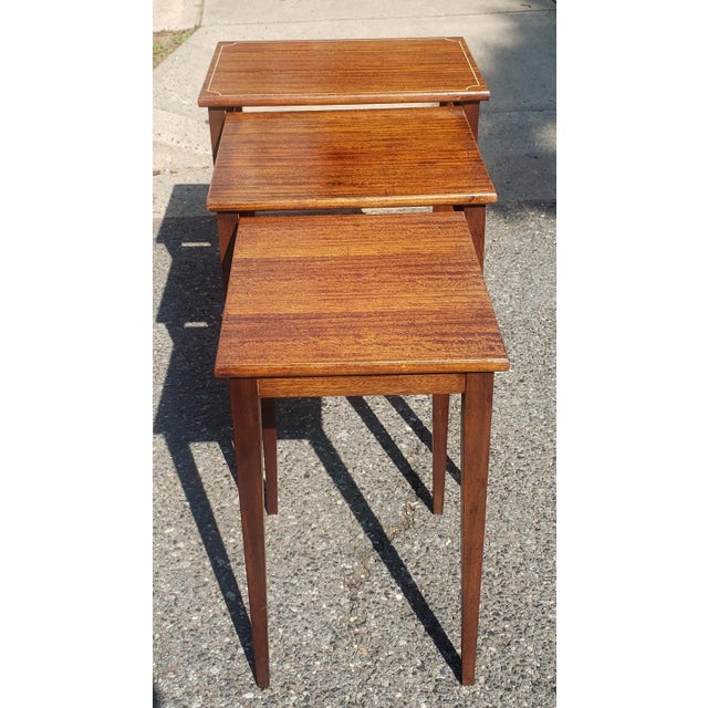1950s 1950s Brandt Fine Furniture Refinished Genuine Mahogany Nesting Tables For Sale - Image 5 of 8