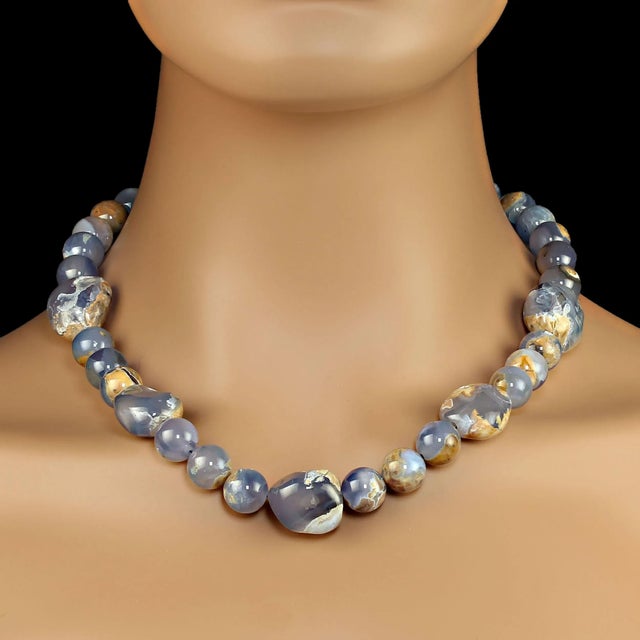 This is part of Chairish’s Costume Jewelry assortment. Elegant 19-Inch Blue Chalcedony Necklace Discover the beauty of...