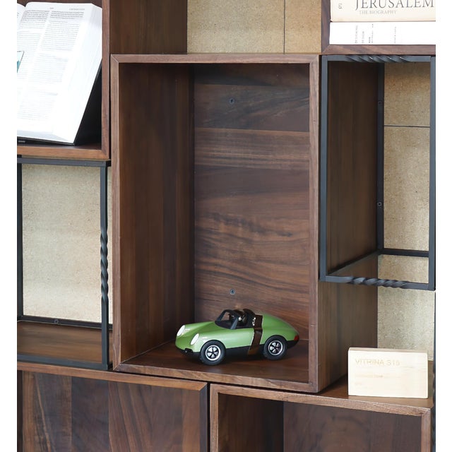 Floating Shelves Wall Mounted, Modular Walnut Shelving Unit, Solid Wood Steel Wall Shelf for Home Office For Sale - Image 12 of 18