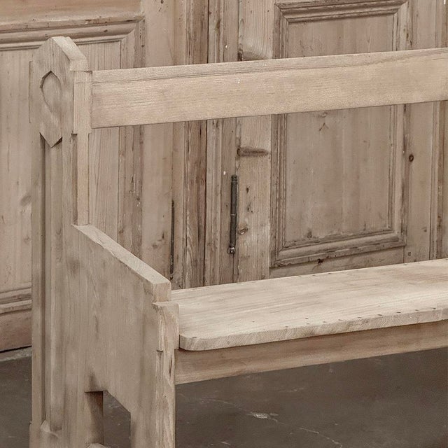 19th Century Gothic Revival Stripped Oak Church Bench For Sale - Image 9 of 18