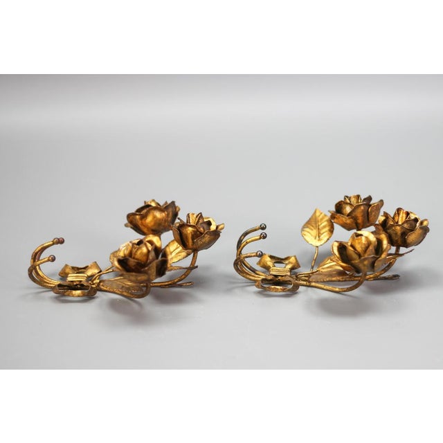 Italian Gilt Metal Rose Coat Hooks, 1960s, Set of 2 For Sale - Image 13 of 18