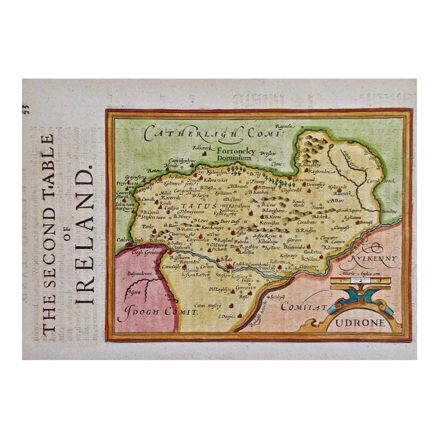 Southeastern Ireland: A 17th Century Hand Colored Map by Mercator and Hondius, 1635 For Sale