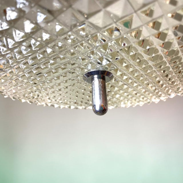 Mid-Century Modern Scandinavian Chromed Aluminium and Glass Hanging Light with Wooden Accent, 1970s For Sale - Image 13 of 15