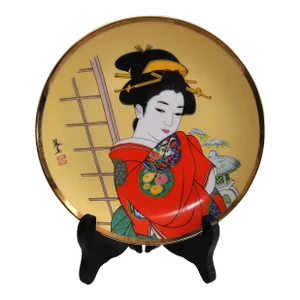 Japanese Portraiture of Bijinga Lady Porcelain Decorative Plate