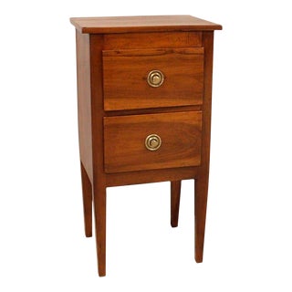 18th Century Italian Walnut Bedside Table with Two Drawers and Tapered Legs For Sale