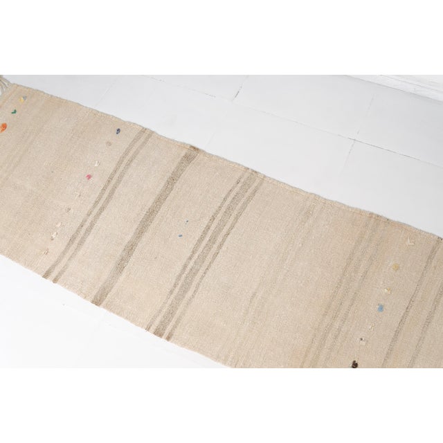 Vintage Off White Hemp Kilim Runner For Sale - Image 10 of 10