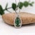 1ct Green Tourmaline Pendant with Earth Mined Diamonds in Solid 14K Gold Pear 11x5 For Sale - Image 9 of 10