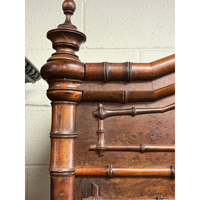 Late 19th Century Turn to the Century Victorian Faux Bamboo Armoire For Sale - Image 4 of 7