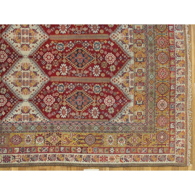 Traditional Antique Indian Agra Carpet, Indian Rugs, Oriental Rugs, Red, Gold, 5'10" x 9'8" For Sale - Image 3 of 7