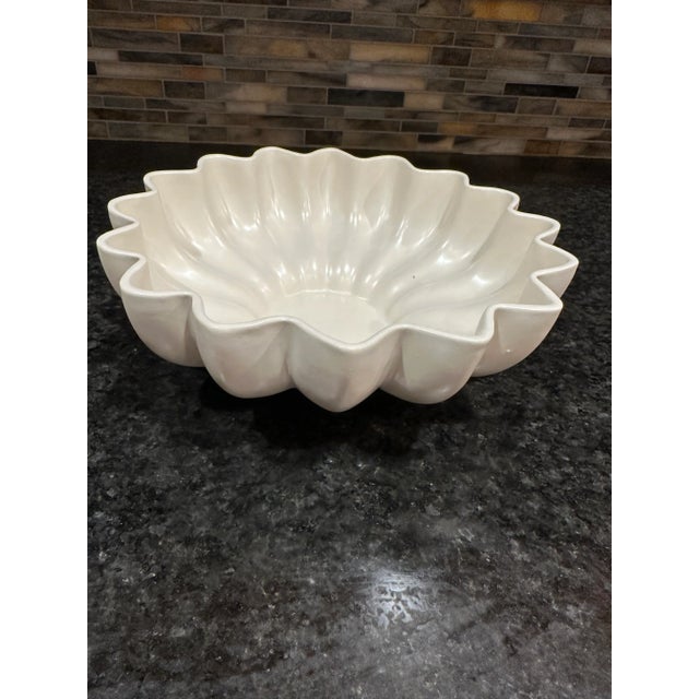 Red Wing Pottery White Fluted Bowl For Sale - Image 6 of 7