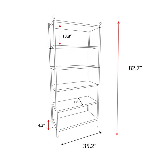 Gold Pasargad Home Nuva 5-Tier Stainless Steel Etagere Bookcase, Gold Finish For Sale - Image 8 of 8