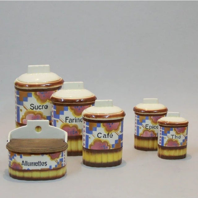 - Set of 5 jars from the Carmen range - Made in former Czechoslovakia for the French market - Enameled ceramic with rich...
