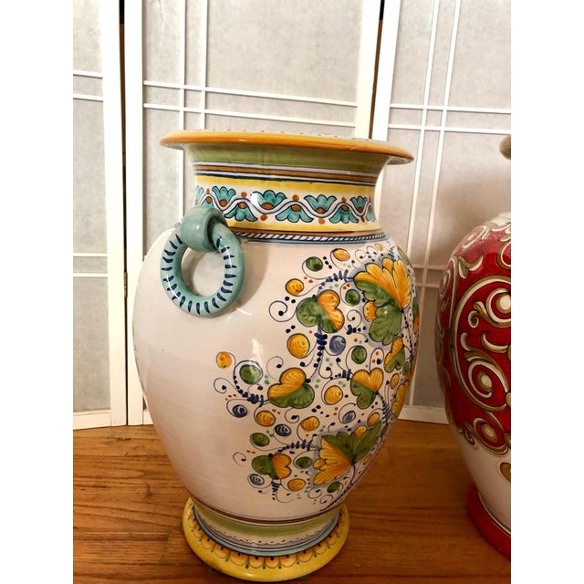 Ceramic Casola Ceramica Floor Vases 21" X 15" From Positano, Italy 1996 For Sale - Image 7 of 11
