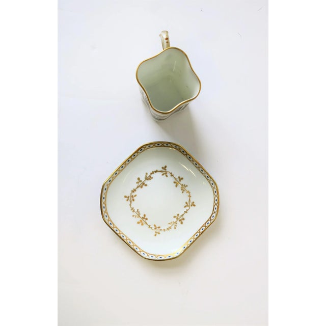 Richard Ginori Designer Italian White & Gold Espresso Coffee or Tea Cup Saucer - 2 Pieces For Sale - Image 10 of 12