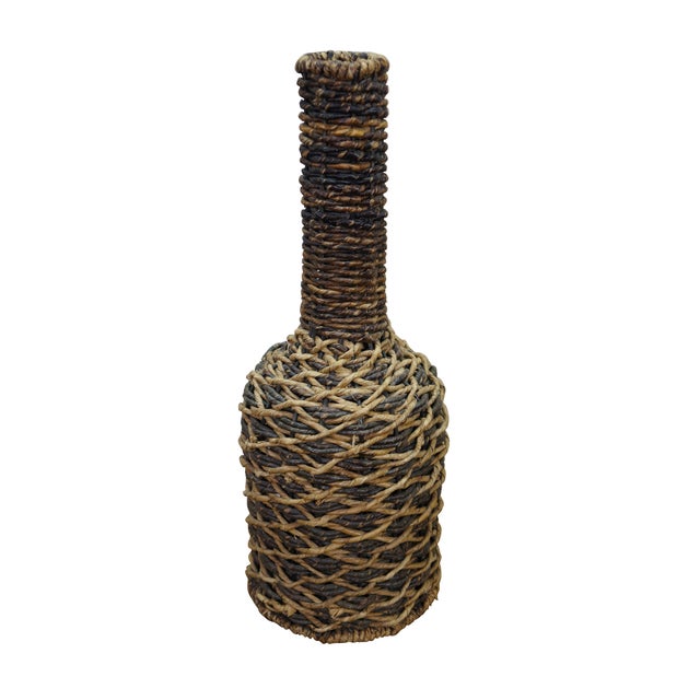 French Large Vintage Wicker Wrap for Glass Demijohn Wine Bottle Carboy Jug 9" X 24" For Sale - Image 3 of 10
