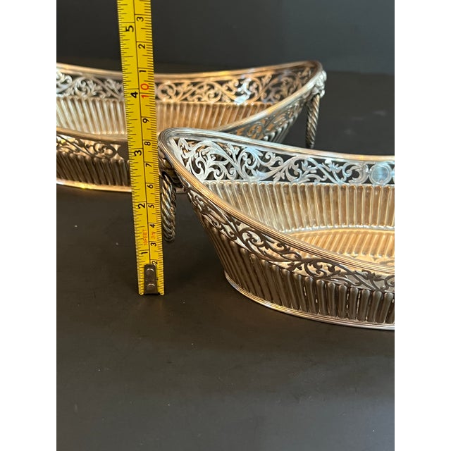 Antique Sheffield English Silverplate Lion Head Bon Bon Boat Dishes- Set of 2 For Sale - Image 11 of 12