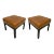 Classic Low Stools in Brown Leather, Pair For Sale