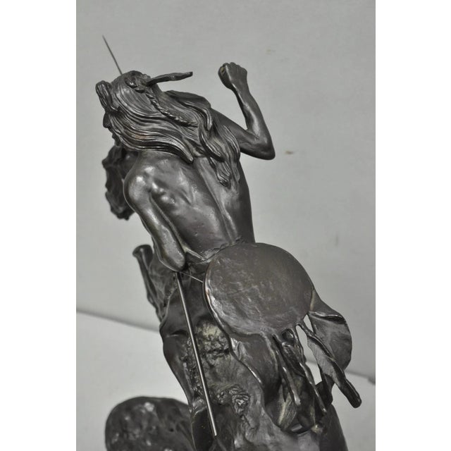 Late 20th Century Frederic Remington "Cheyenne" Lost Wax Cast Bronze Native American Sculpture For Sale - Image 12 of 17