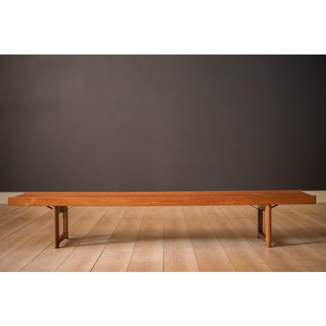 Mid-Century Modern Vintage Scandinavian Low Teak Bruksbo Krobo Bench by Torbjørn Afdal for Bruksbo For Sale - Image 3 of 13