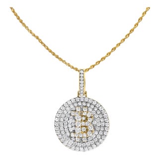 10K Yellow Gold 2-1/3 Cttw Diamond Bitcoin Letter B Pendant Necklace For Sale