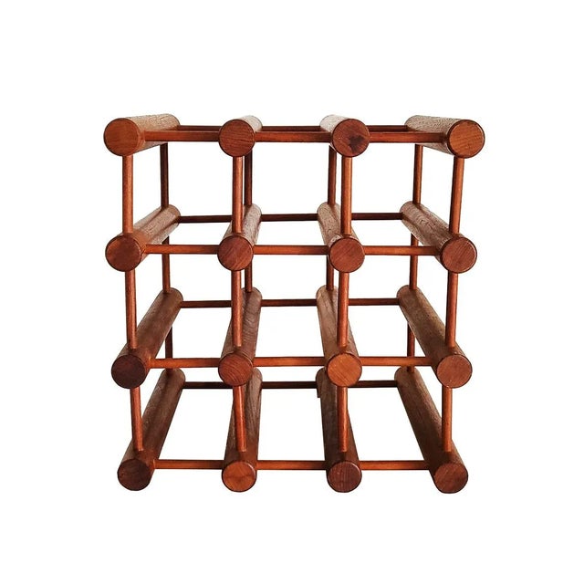Mid 20th Century Teak Wood Wine Rack by Nissen Langaa, Made in Denmark