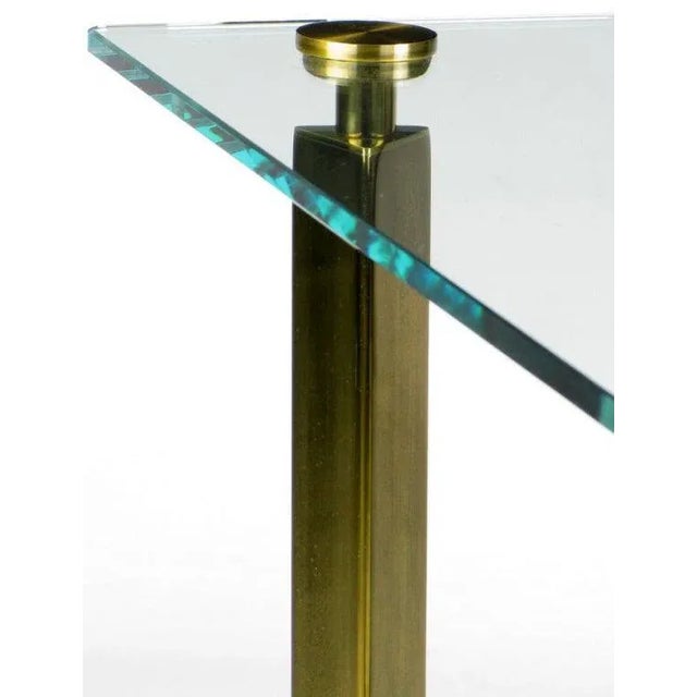 1970s Postmodern Brass and Glass End Table For Sale - Image 5 of 8