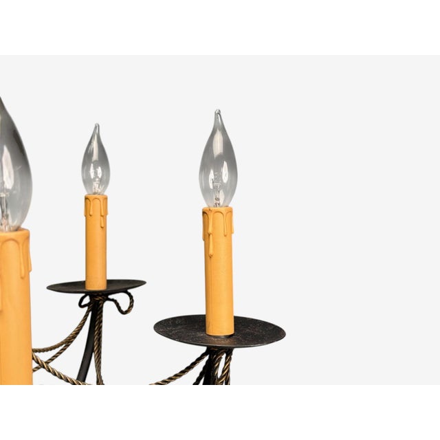 Metal Hollywood Regency Style, Metal, Brass, Tassel Motif Chandelier, Usa, 1960s For Sale - Image 7 of 9