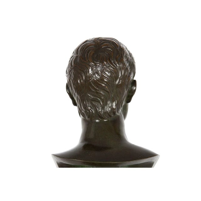 Italian Grand Tour Antique Bronze Sculpture, Bust of Julius Caesar For Sale - Image 9 of 12
