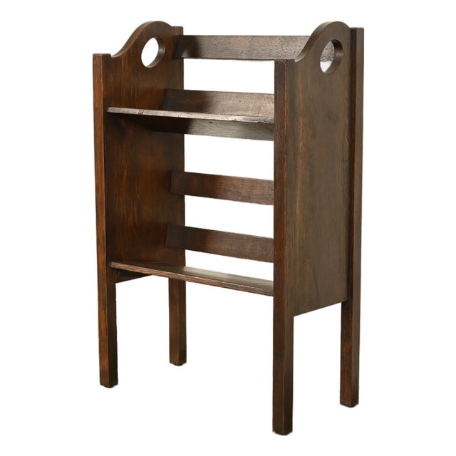 Limbert Style Antique Mission Oak Arts & Crafts Book Trough or Magazine Stand, Circa 1920 For Sale