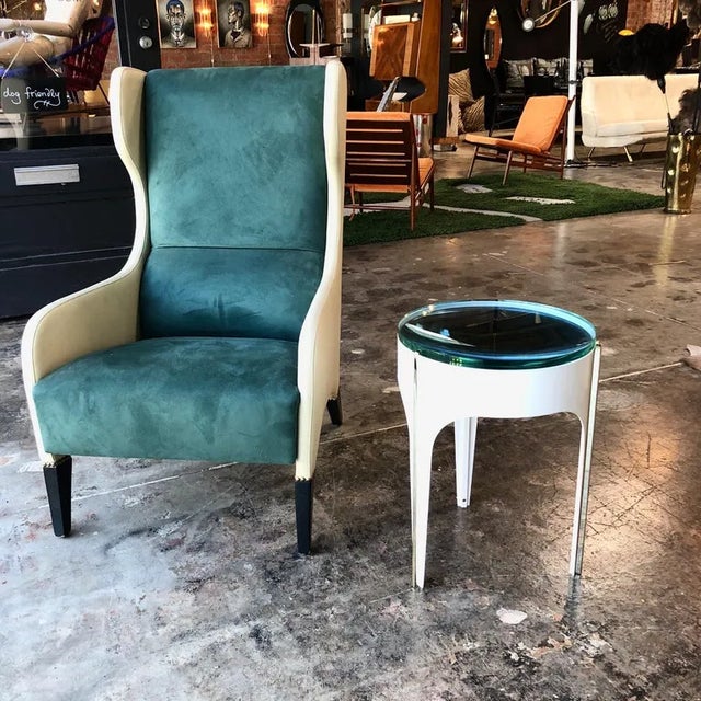 Metal Ma+39's Custom Ivory Magnifying Lens End Table For Sale - Image 7 of 9