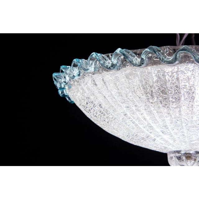 Italian Blue Glass Ceiling Fixture by Barovier & Toso, Murano, 1960 For Sale - Image 11 of 12