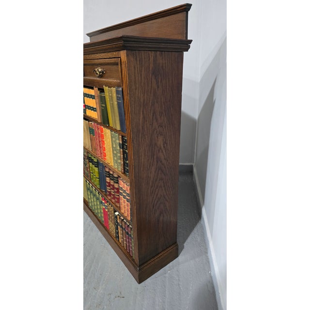Wood Oak Open Adjustable Library Bookcase, 1880 For Sale - Image 7 of 13