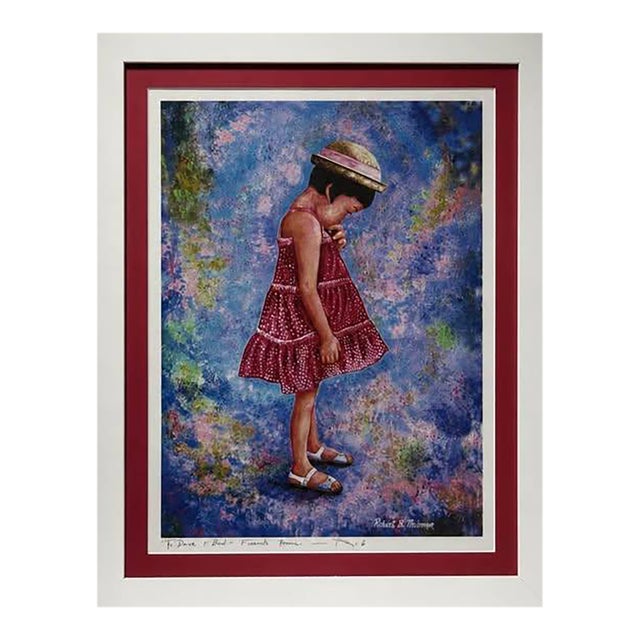 Framed Girl Portrait Print in White Frame For Sale