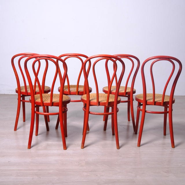 Vienna Straw Chairs in the style of Thonet, 1970s, Set of 6 For Sale - Image 6 of 14