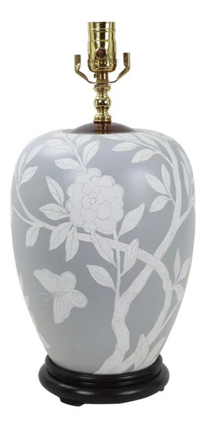 Vintage Frost GrayPorcelain Ginger Jar Lamp