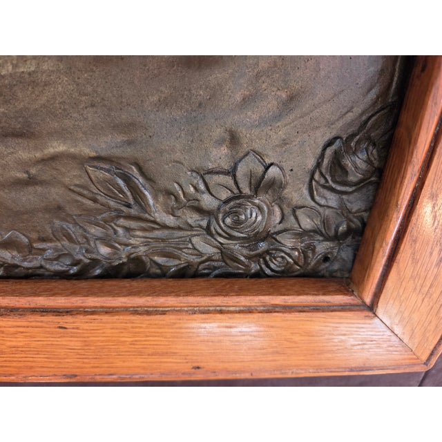 A very nice Bronze Italian Modonna and Child from the 1900s. Has been placed into a custome oak frame for hanging. Three...