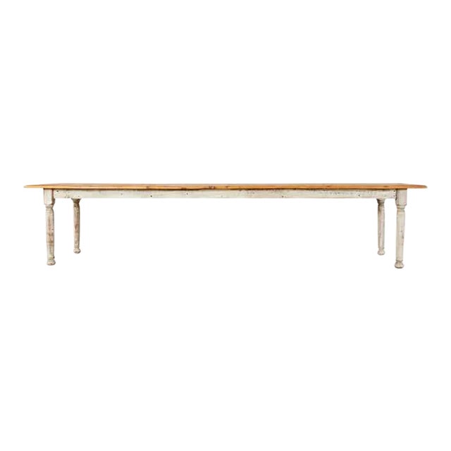 Country American Painted Pine Farmhouse Dining Table For Sale