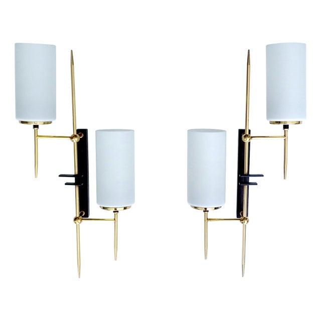 Large Mid-Century Sconces from Lunel, 1960s, Set of 2 For Sale