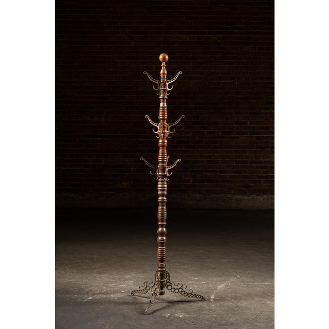 Victorian Late 19th Century Turned Oak and Cast Iron Coat Tree by Udell Works For Sale - Image 3 of 9