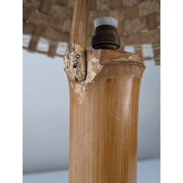 Bamboo and Rattan Table Lamp with Woven Shade, 1950s For Sale - Image 15 of 16