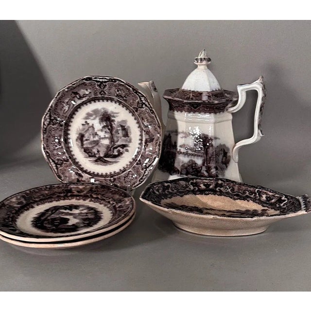 19th Century English Black Transferware Ironstone Collection, 20 Pieces For Sale - Image 4 of 16